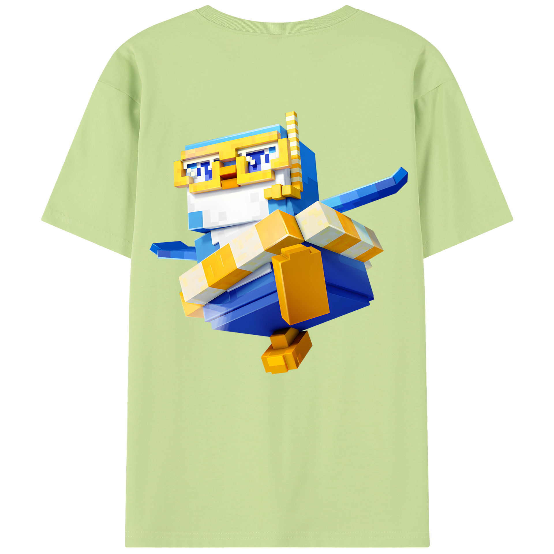 （画像用） マインクラフト ブロックの世界 Minecraft MC Block world 綿100％半袖Tシャツ（背面プリント）